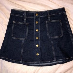 Denim Skirt Button-Up
